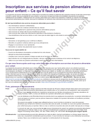 Form LDSS-5258 Child Support Enrollment Form - New York (French)