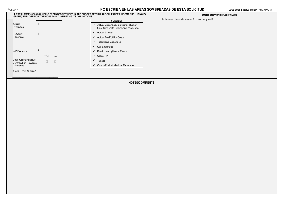 Formulario LDSS-2921 Solicitud Para Ciertos Subsidios Y Servicios Del Estado De Nueva York - New York (Spanish), Page 18