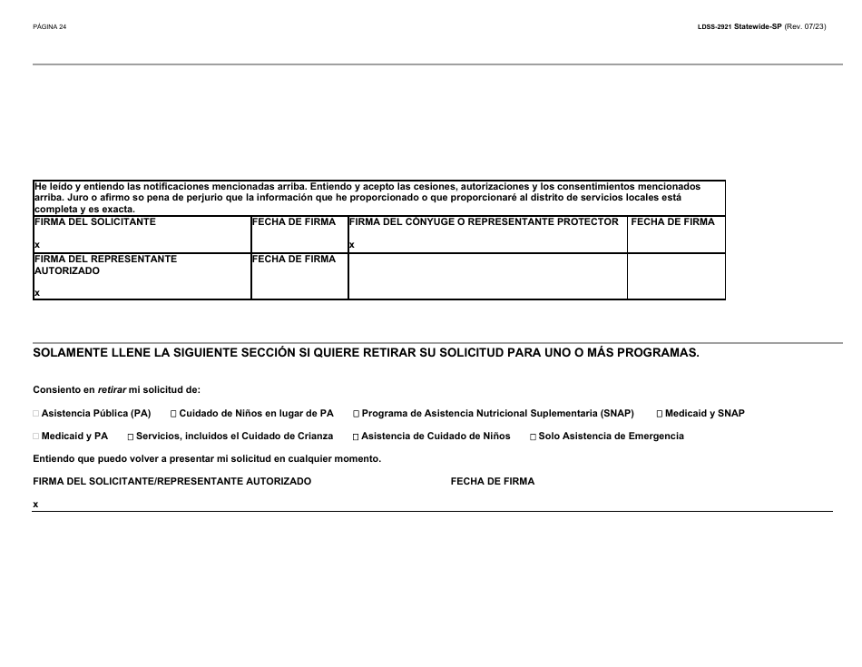 Formulario LDSS-2921 Solicitud Para Ciertos Subsidios Y Servicios Del Estado De Nueva York - New York (Spanish), Page 25