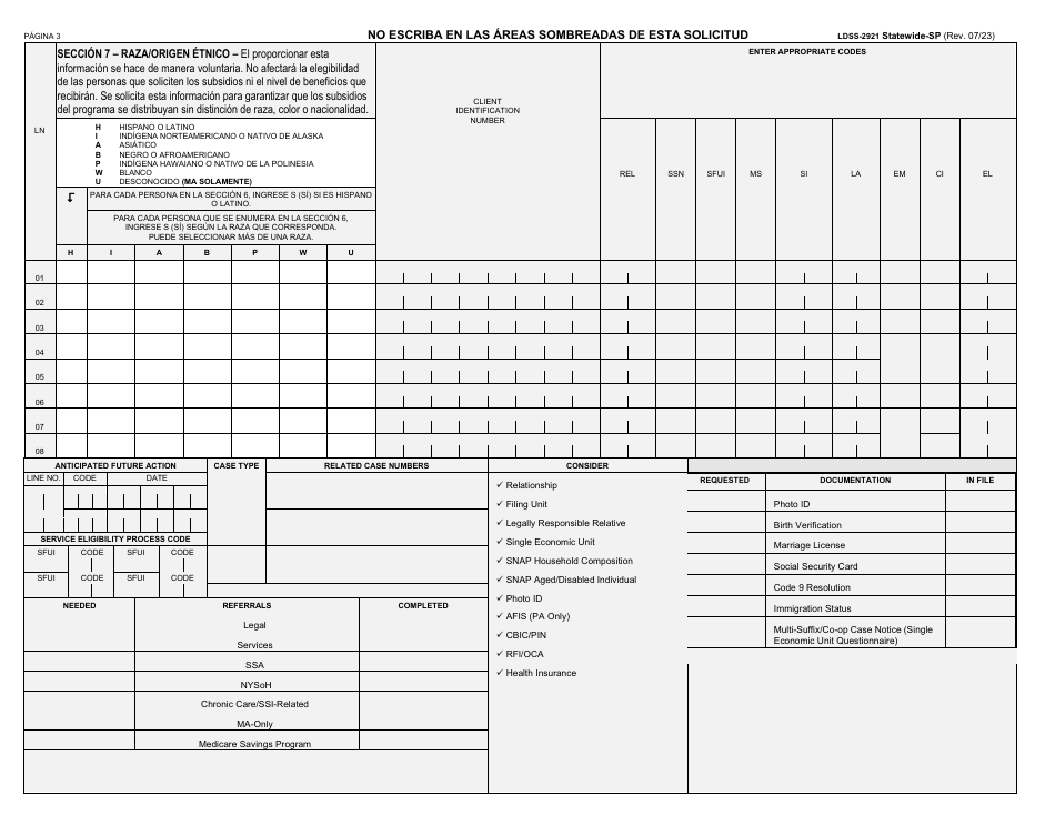Formulario LDSS-2921 Solicitud Para Ciertos Subsidios Y Servicios Del Estado De Nueva York - New York (Spanish), Page 4