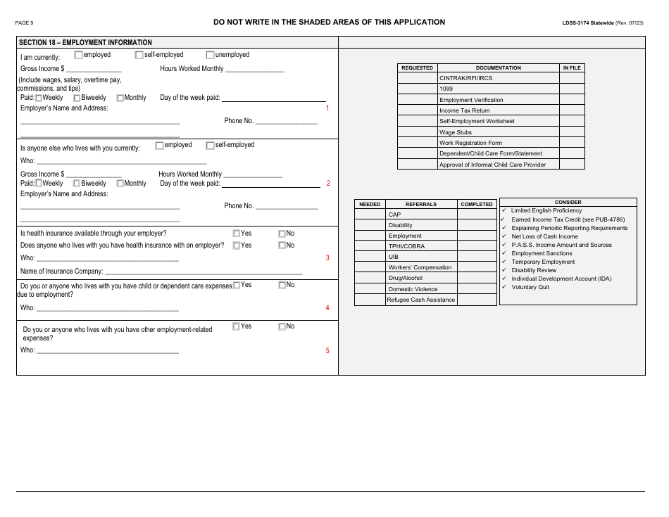Form LDSS-3174 Recertification Form for Certain Benefits and Services - New York, Page 10