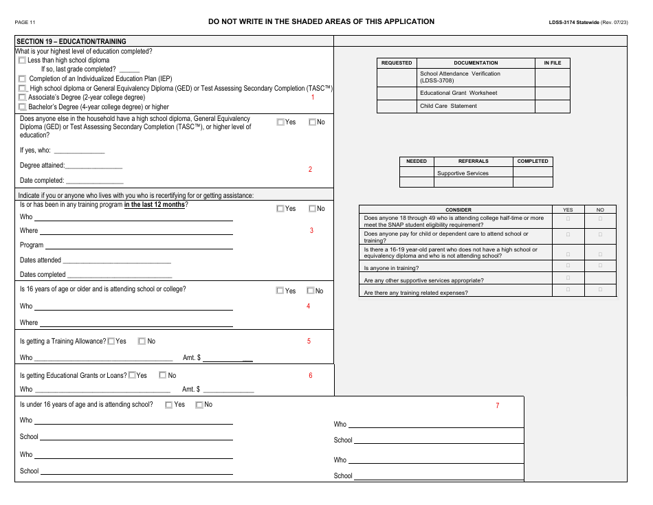 Form LDSS-3174 Recertification Form for Certain Benefits and Services - New York, Page 12