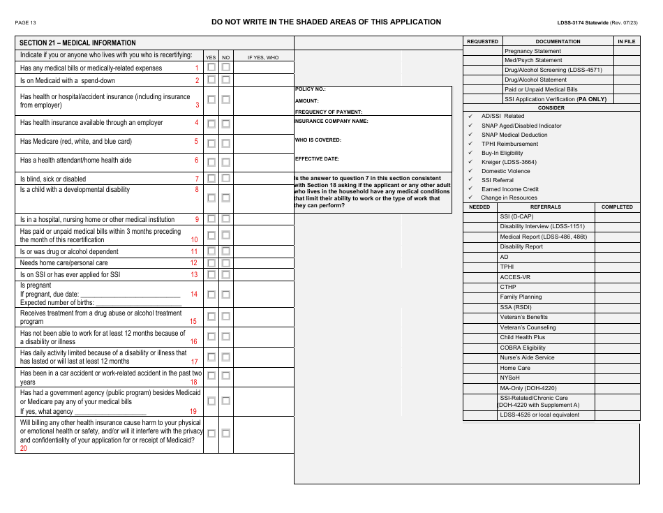 Form LDSS-3174 Recertification Form for Certain Benefits and Services - New York, Page 14