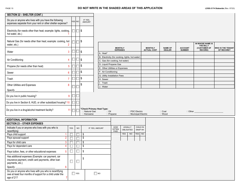 Form LDSS-3174 Recertification Form for Certain Benefits and Services - New York, Page 16
