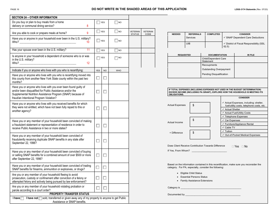 Form LDSS-3174 Recertification Form for Certain Benefits and Services - New York, Page 17