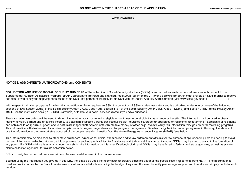 Form LDSS-3174 Recertification Form for Certain Benefits and Services - New York, Page 18