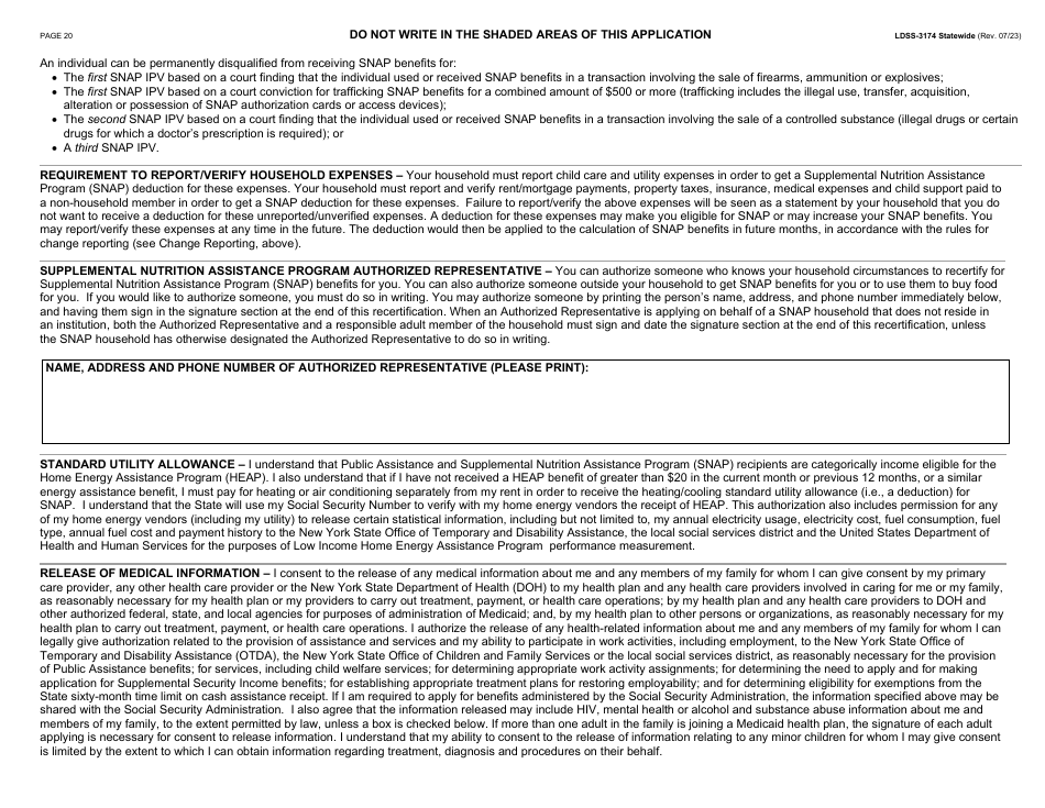 Form LDSS-3174 Recertification Form for Certain Benefits and Services - New York, Page 21