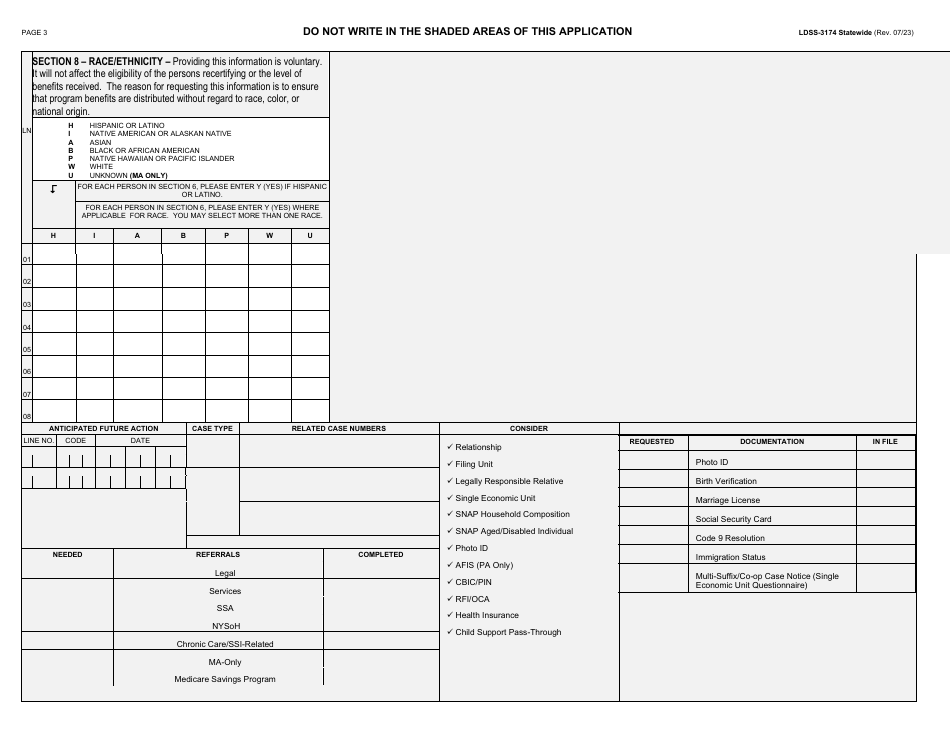 Form LDSS-3174 Recertification Form for Certain Benefits and Services - New York, Page 4