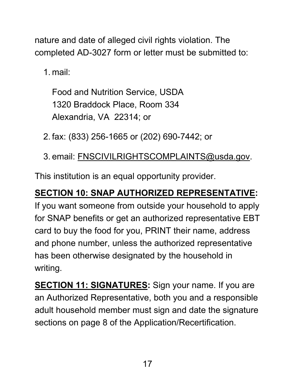 Instructions for Form LDSS-4826 LP Supplemental Nutrition Assistance Program (Snap) Application / Recertification - Large Print - New York, Page 17