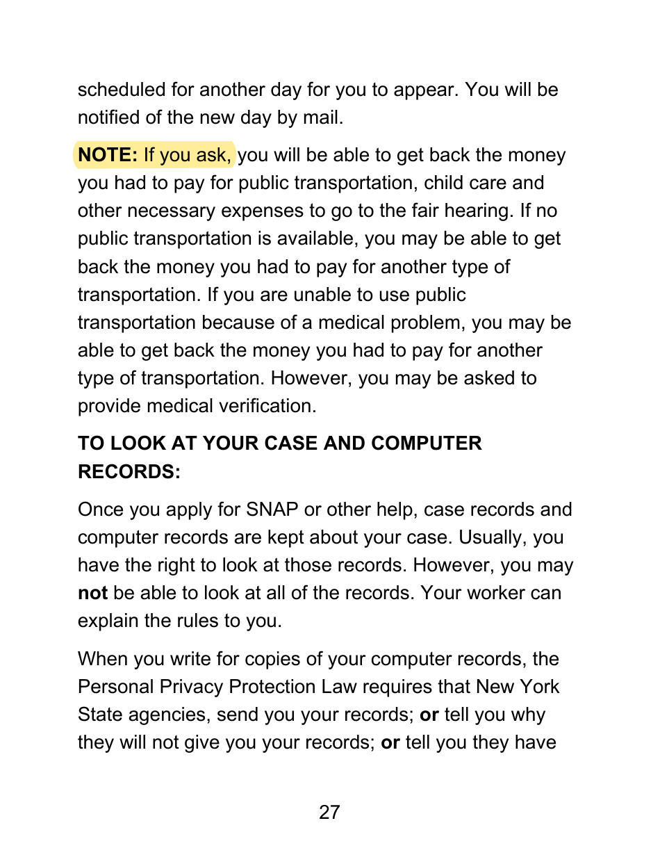 Instructions for Form LDSS-4826 LP Supplemental Nutrition Assistance Program (Snap) Application / Recertification - Large Print - New York, Page 27