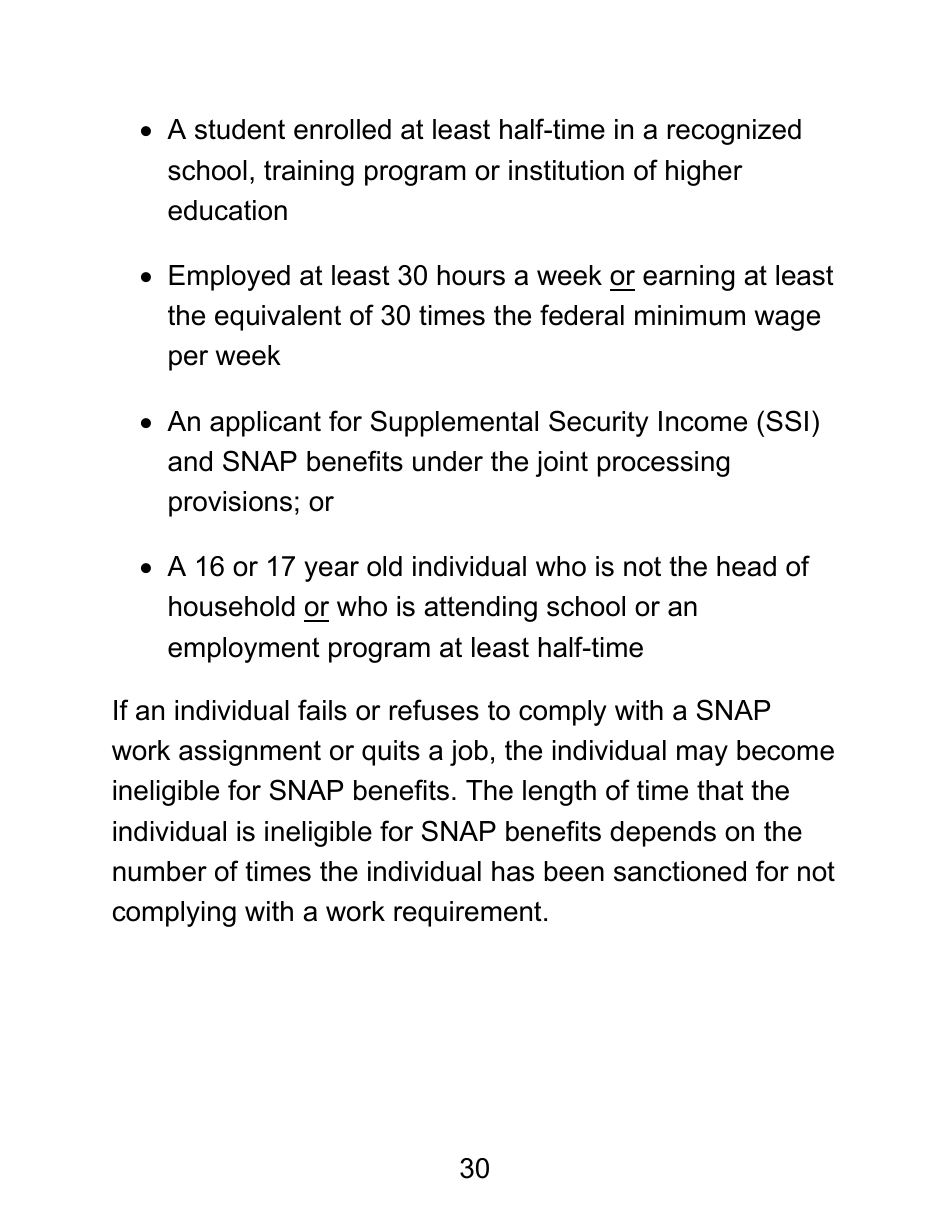 Instructions for Form LDSS-4826 LP Supplemental Nutrition Assistance Program (Snap) Application / Recertification - Large Print - New York, Page 30