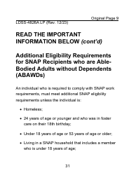 Instructions for Form LDSS-4826 LP Supplemental Nutrition Assistance Program (Snap) Application/Recertification - Large Print - New York, Page 31