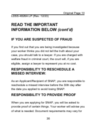 Instructions for Form LDSS-4826 LP Supplemental Nutrition Assistance Program (Snap) Application/Recertification - Large Print - New York, Page 36