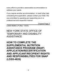 Instructions for Form LDSS-4826 LP Supplemental Nutrition Assistance Program (Snap) Application/Recertification - Large Print - New York, Page 3