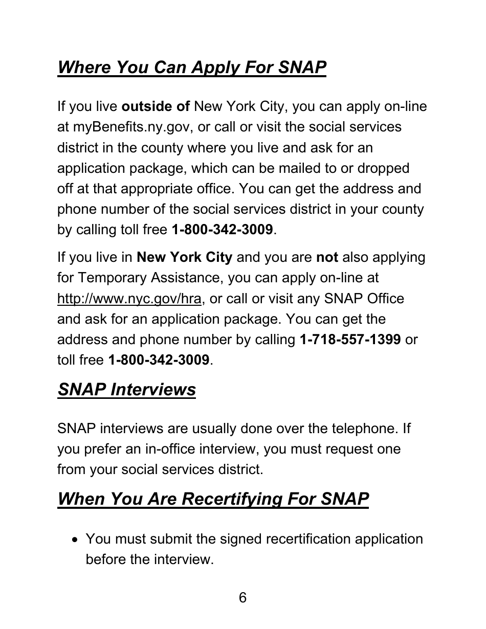 Instructions for Form LDSS-4826 LP Supplemental Nutrition Assistance Program (Snap) Application / Recertification - Large Print - New York, Page 6