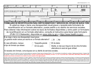 Document preview: Formulario LDSS-3174 Formulario De Recertificacion Para Ciertos Beneficios Y Servicios Del Estado De Nueva York - New York (Spanish)