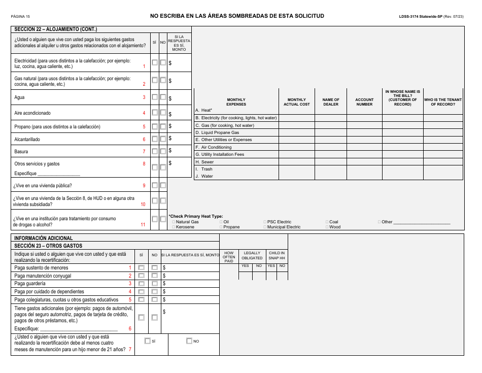Formulario LDSS-3174 Formulario De Recertificacion Para Ciertos Beneficios Y Servicios Del Estado De Nueva York - New York (Spanish), Page 16