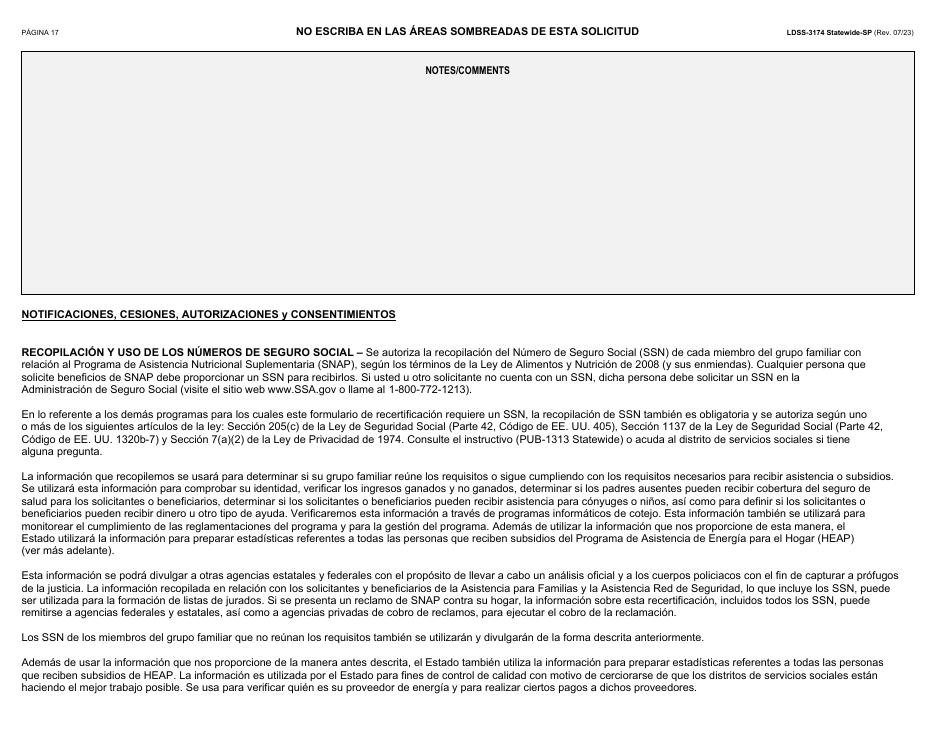 Formulario LDSS-3174 Formulario De Recertificacion Para Ciertos Beneficios Y Servicios Del Estado De Nueva York - New York (Spanish), Page 18