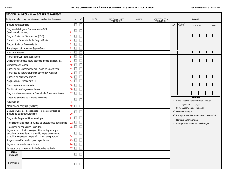 Formulario LDSS-3174 Formulario De Recertificacion Para Ciertos Beneficios Y Servicios Del Estado De Nueva York - New York (Spanish), Page 8