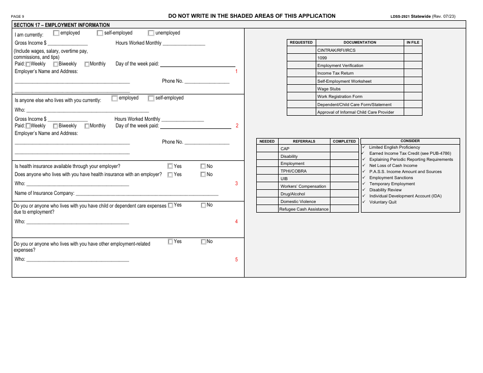 Form LDSS-2921 Application for Certain Benefits and Services - New York, Page 10