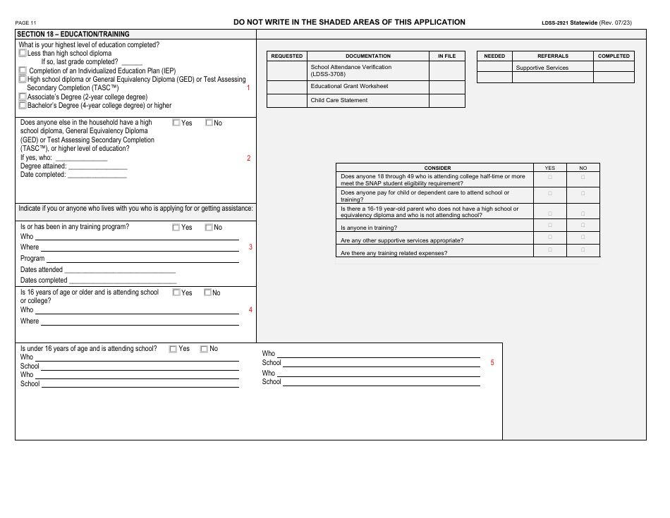 Form LDSS-2921 Application for Certain Benefits and Services - New York, Page 12