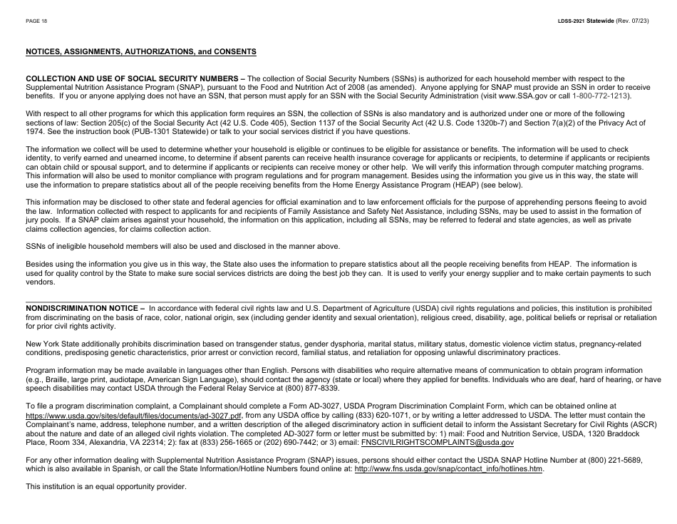 Form LDSS-2921 Application for Certain Benefits and Services - New York, Page 19