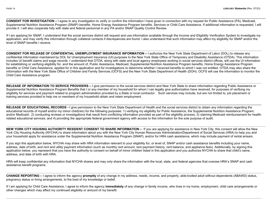 Form LDSS-2921 Application for Certain Benefits and Services - New York, Page 20