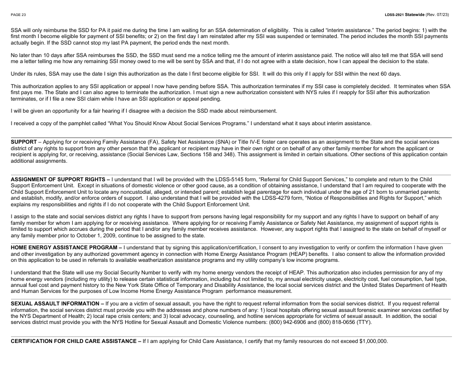 Form LDSS-2921 Application for Certain Benefits and Services - New York, Page 24