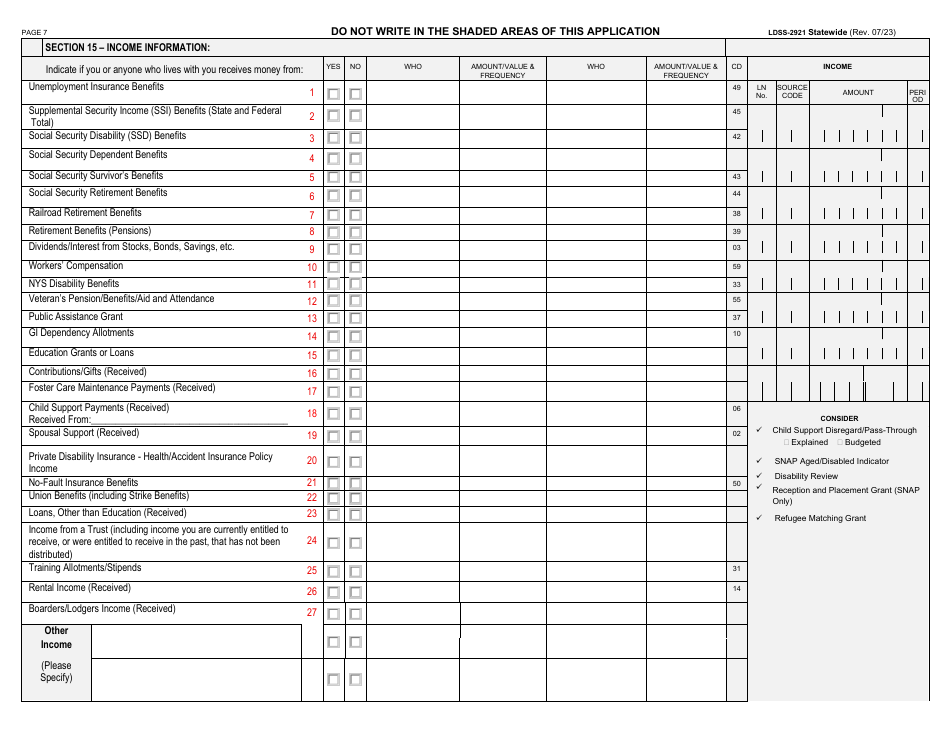 Form LDSS-2921 Application for Certain Benefits and Services - New York, Page 8