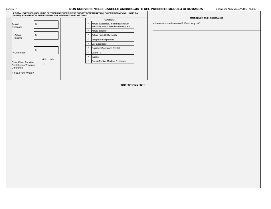 Form LDSS-2921 Application for Certain Benefits and Services - New York (Italian), Page 18
