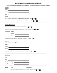 Equipment Registration Form - Manitoba, Canada, Page 2