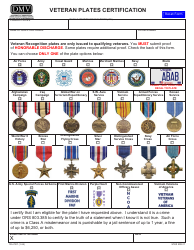 Form 735-7307 Veteran Plates Certification - Oregon