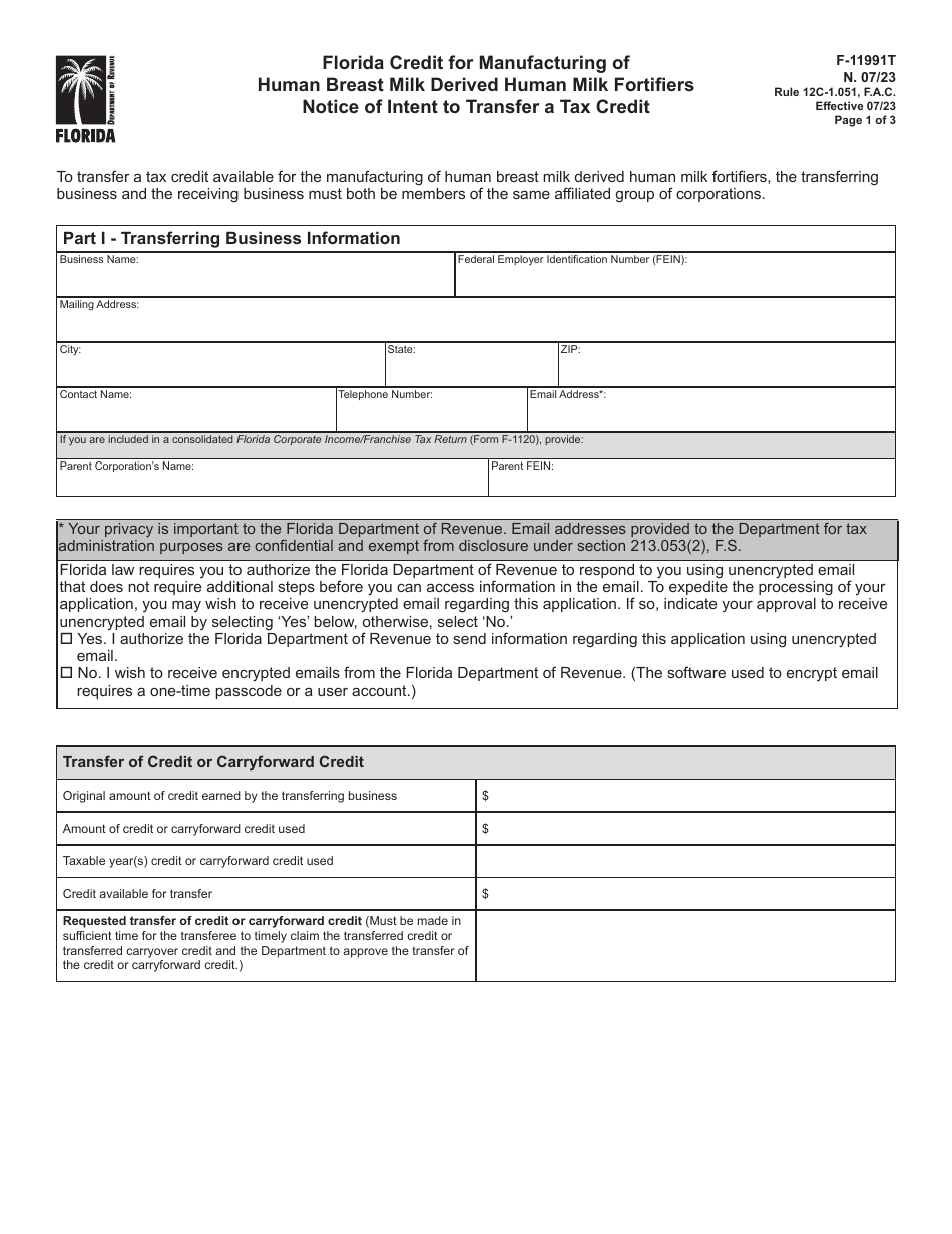 Form F-11991T - Fill Out, Sign Online and Download Printable PDF ...