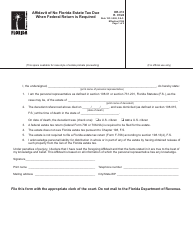 Form DR-313 Affidavit of No Florida Estate Tax Due When Federal Return Is Required - Florida