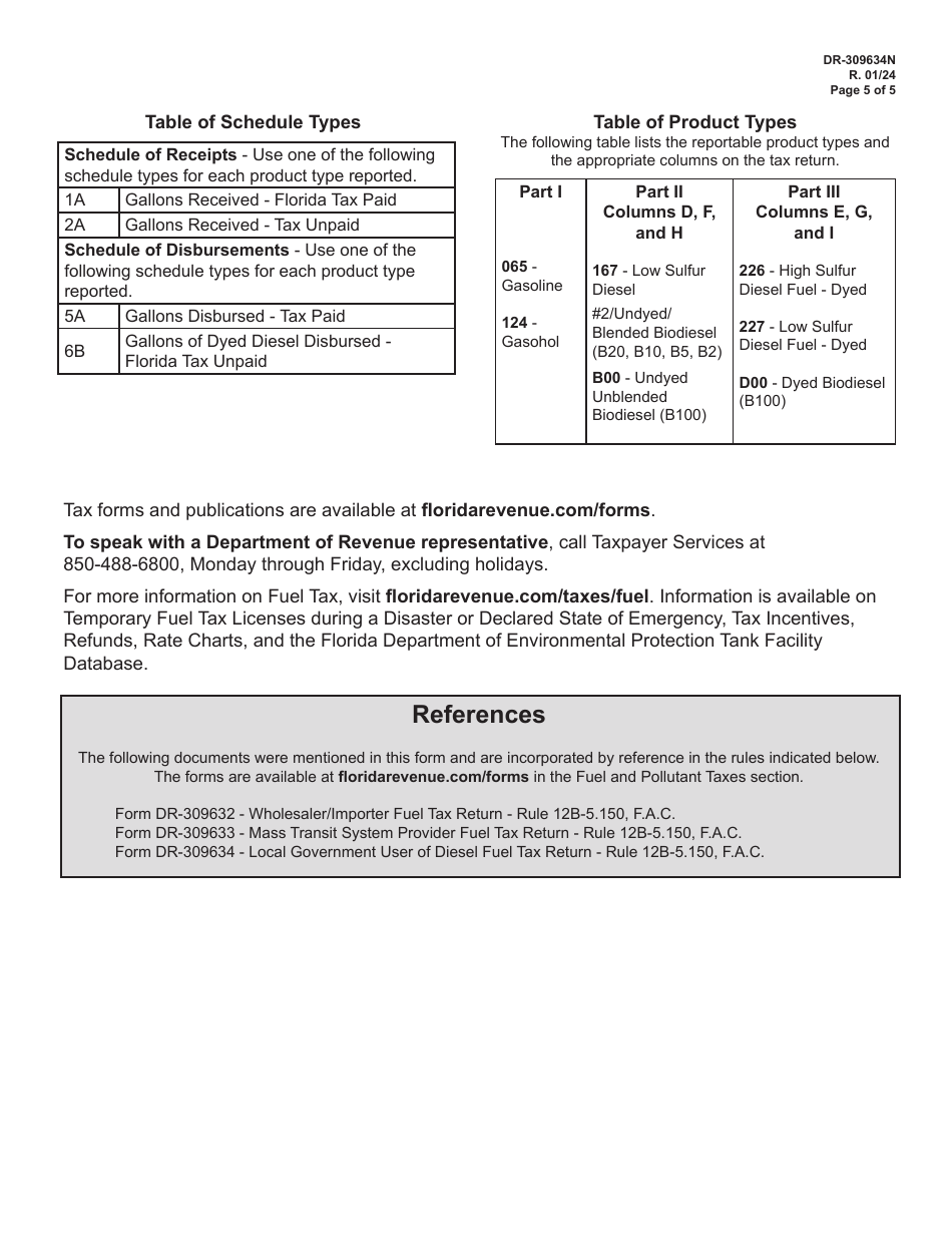 Instructions for Form DR-309634 Local Government User of Diesel Fuel Tax Return - Florida, Page 5