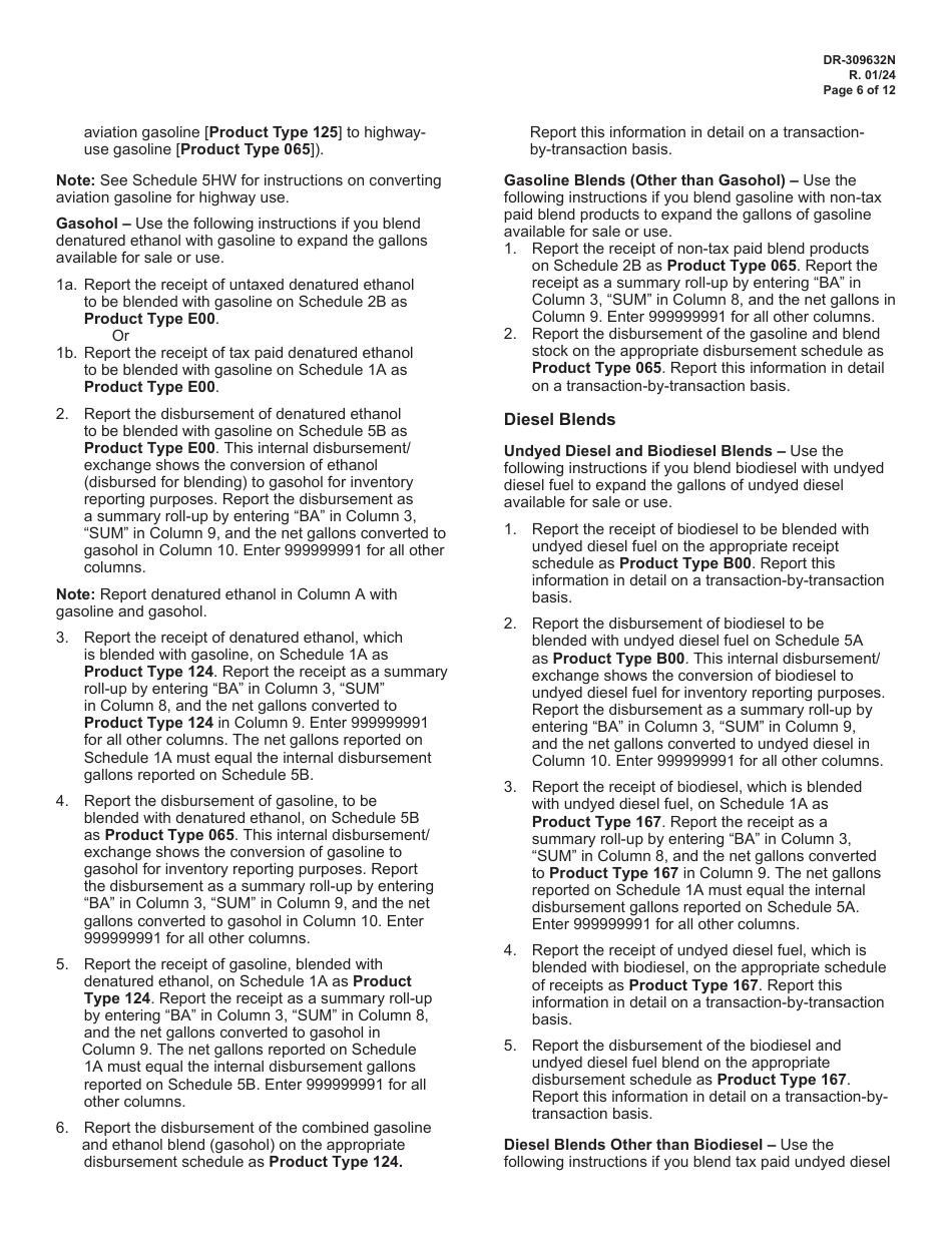 Instructions for Form DR-309632 Wholesaler / Importer Fuel Tax Return - Florida, Page 6