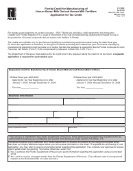 Form F-11991 Application for Tax Credit - Florida Credit for Manufacturing of Human Breast Milk Derived Human Milk Fortifiers - Florida