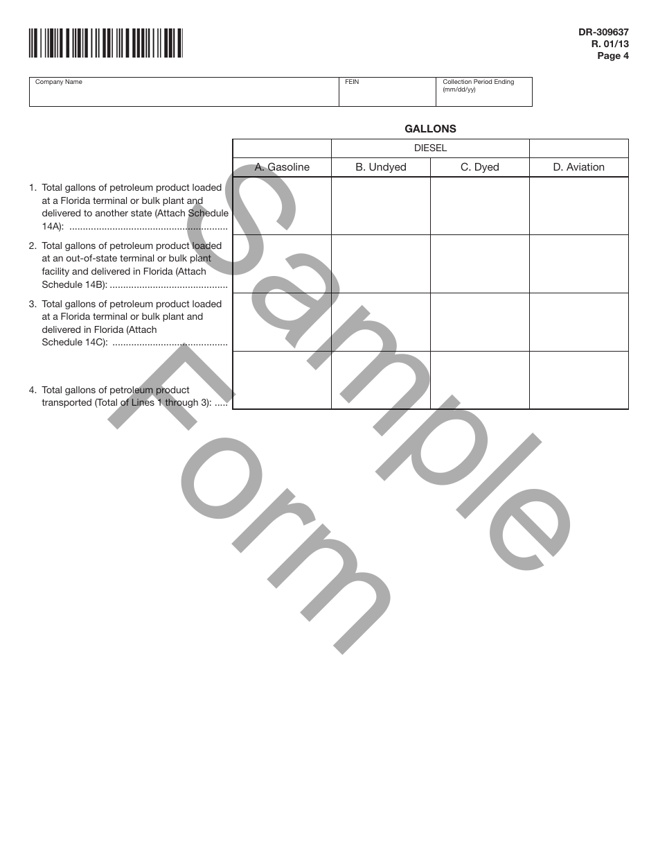 Form DR-309637 Petroleum Carrier Information Return - Sample - Florida, Page 4