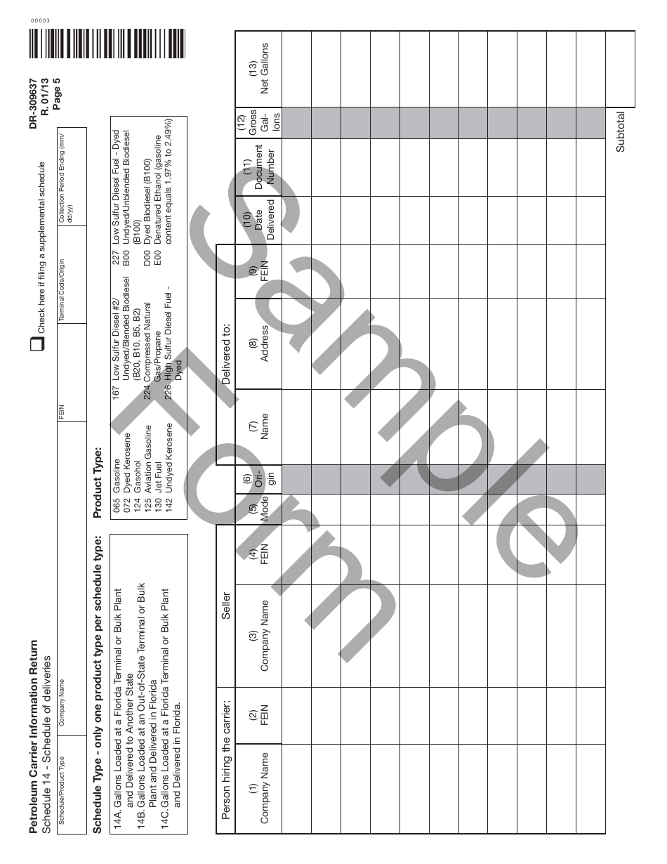 Form DR-309637 Petroleum Carrier Information Return - Sample - Florida, Page 5