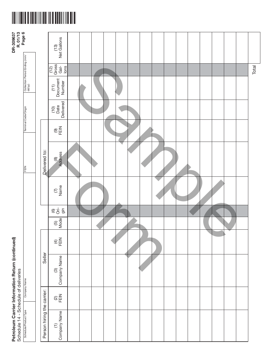 Form DR-309637 Petroleum Carrier Information Return - Sample - Florida, Page 6