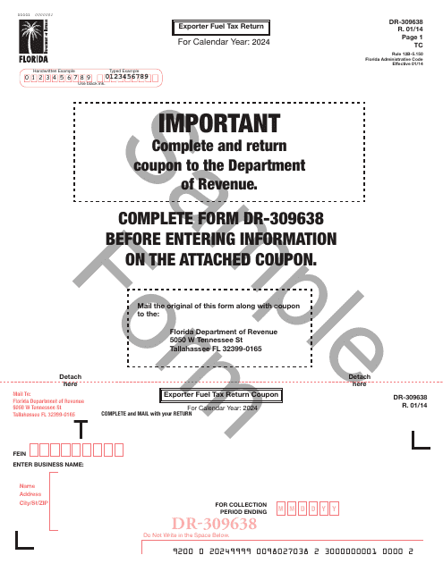 Form DR-309638 2024 Printable Pdf