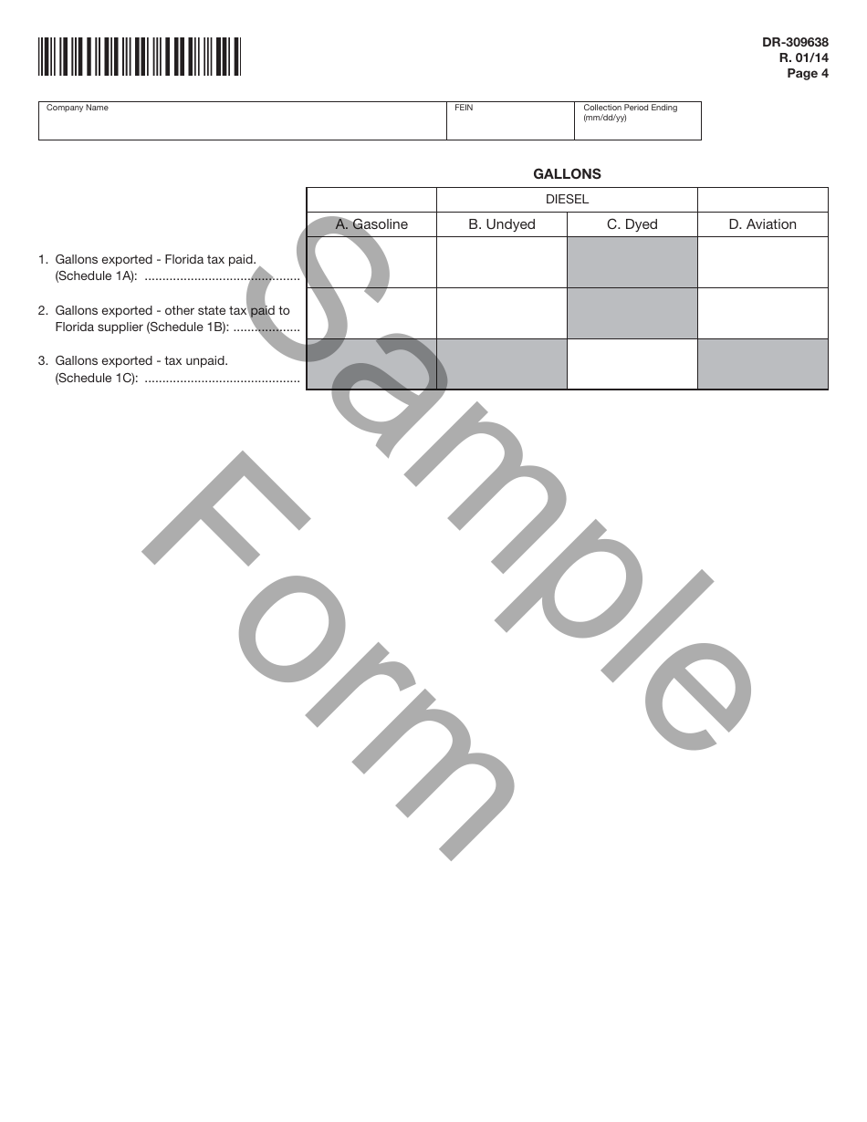 Form DR-309638 Exporter Fuel Tax Return - Sample - Florida, Page 4