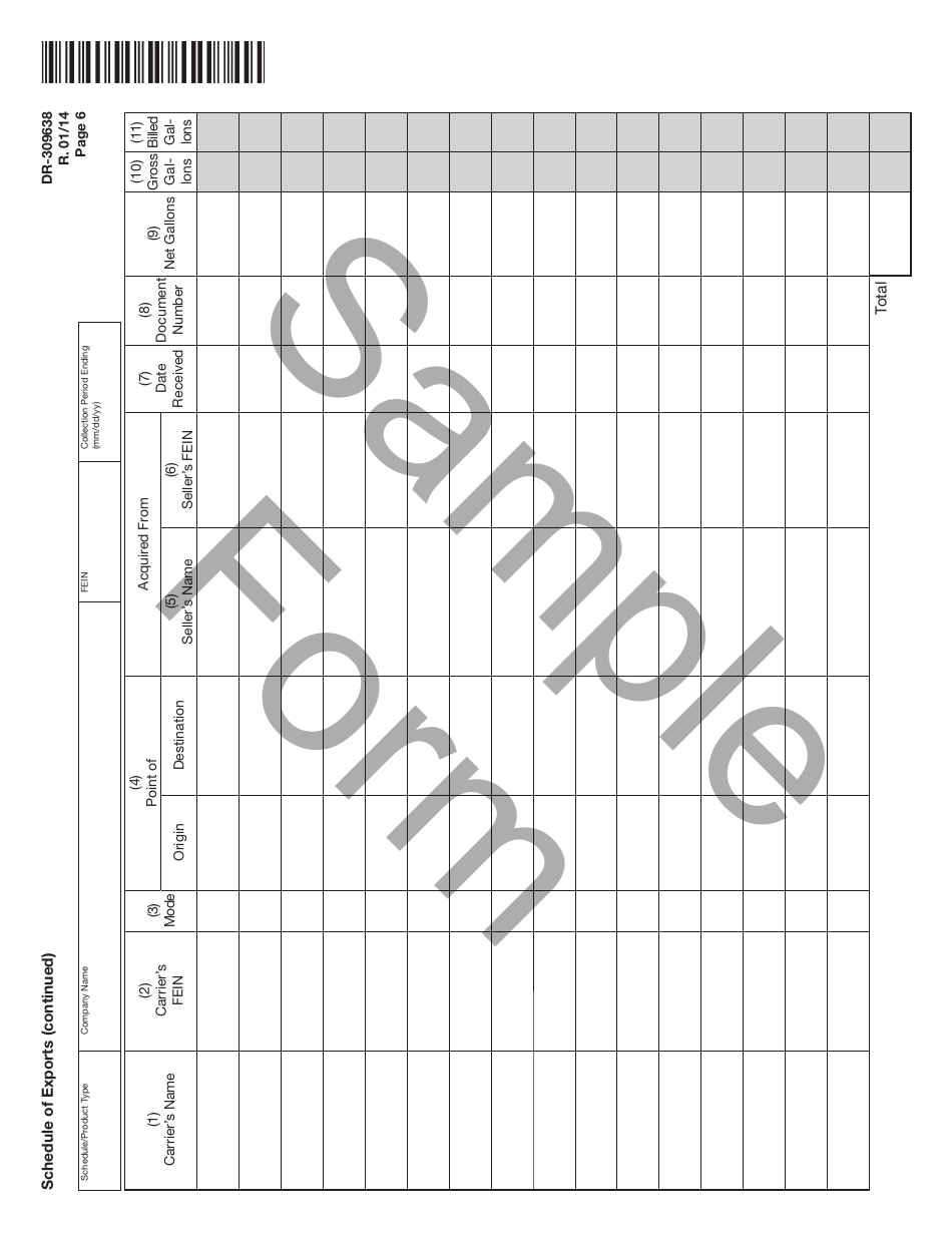 Form DR-309638 Exporter Fuel Tax Return - Sample - Florida, Page 6