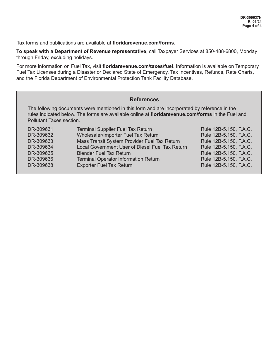 Instructions for Form DR-309637 Petroleum Carrier Information Return - Florida, Page 4