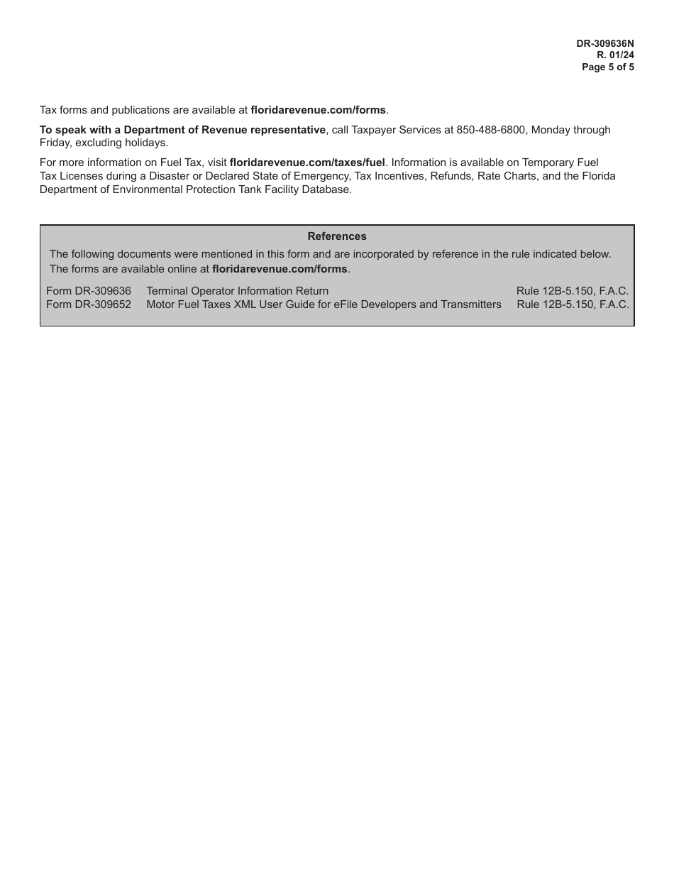 Instructions for Form DR-309636 Terminal Operator Information Return - Florida, Page 5