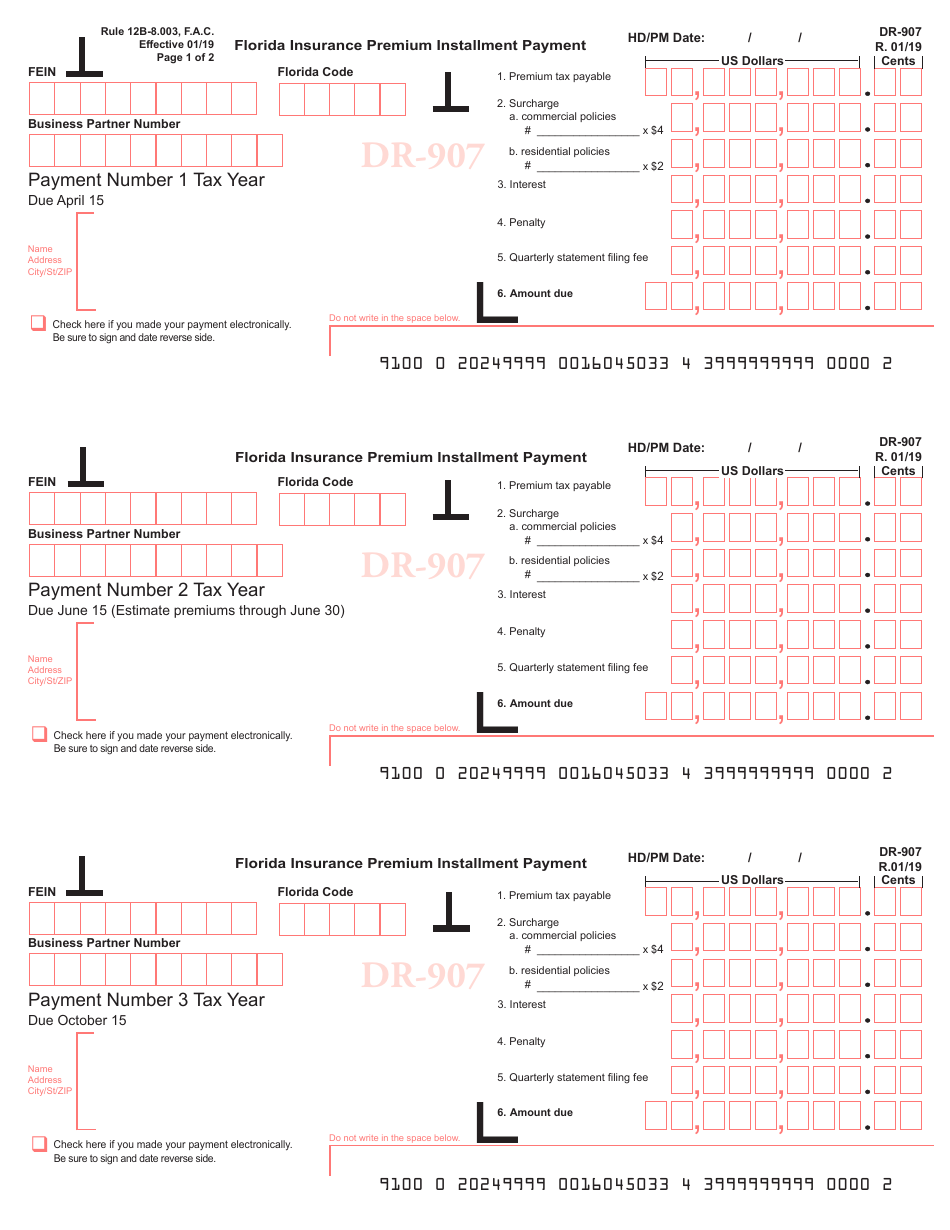 Form DR-907 - Fill Out, Sign Online and Download Printable PDF, Florida ...