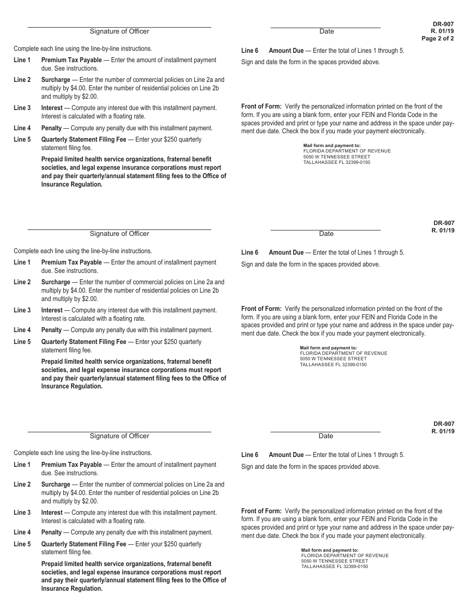 Form DR-907 - Fill Out, Sign Online and Download Printable PDF, Florida ...