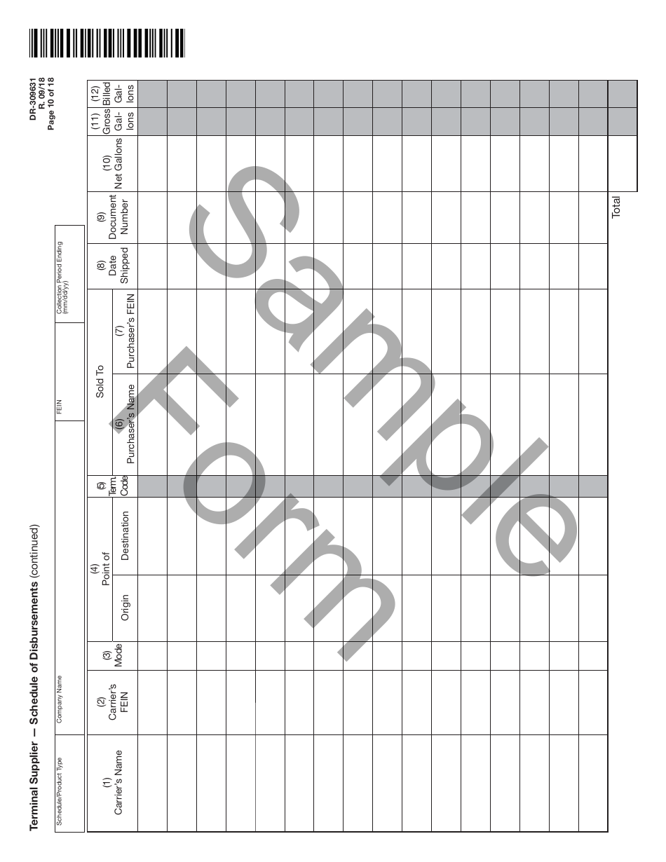 Form DR-309631 Terminal Supplier Fuel Tax Return - Sample - Florida, Page 10