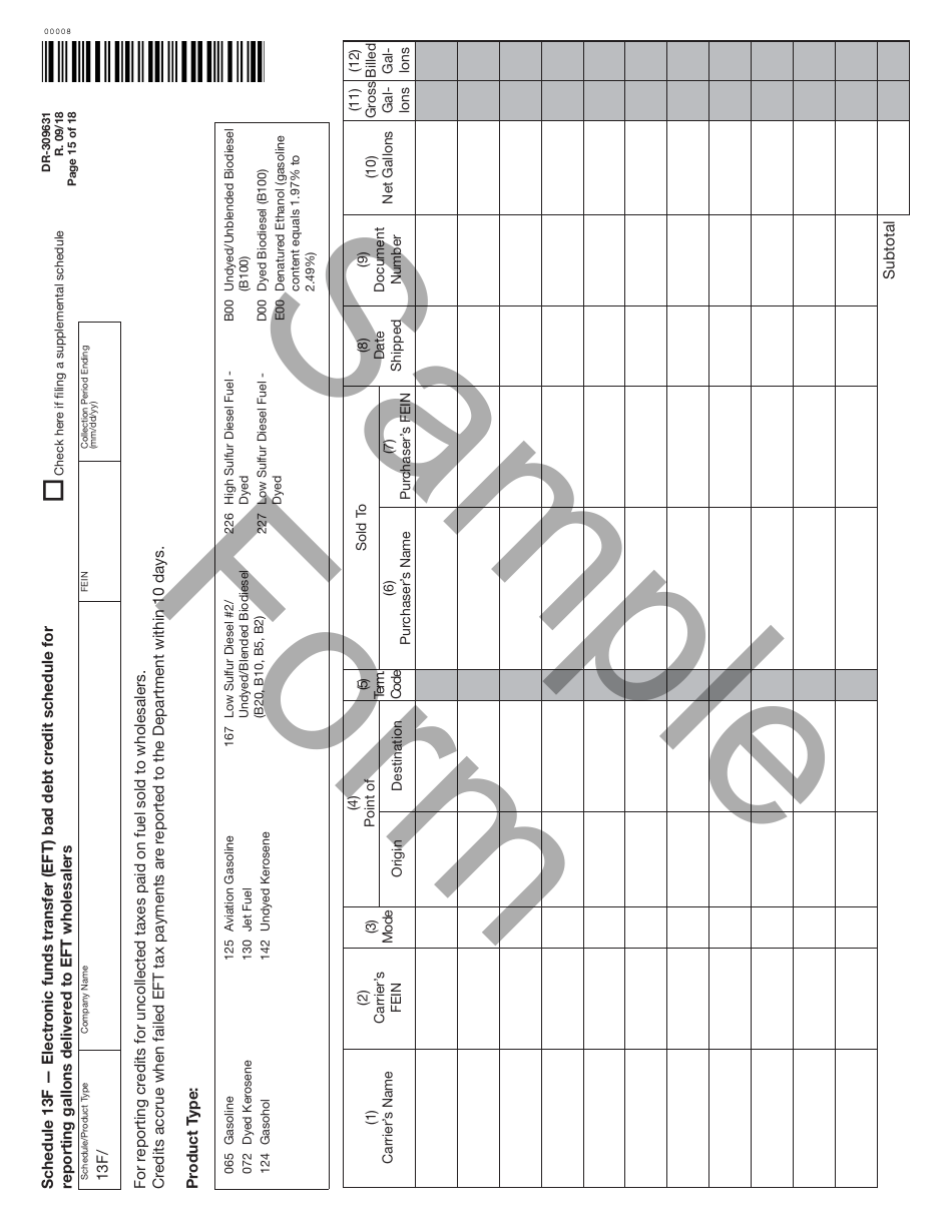 Form DR-309631 Terminal Supplier Fuel Tax Return - Sample - Florida, Page 15