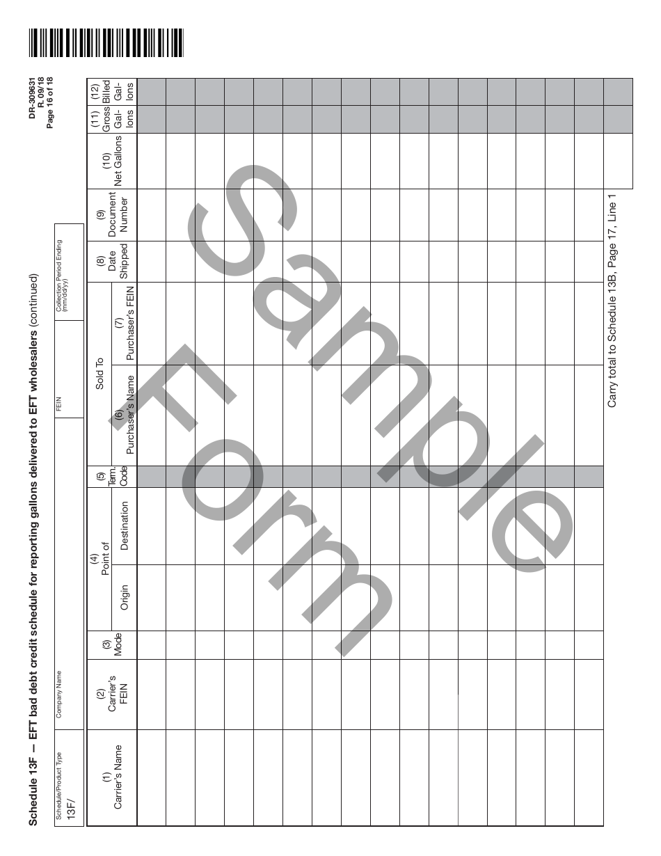 Form DR-309631 Terminal Supplier Fuel Tax Return - Sample - Florida, Page 16